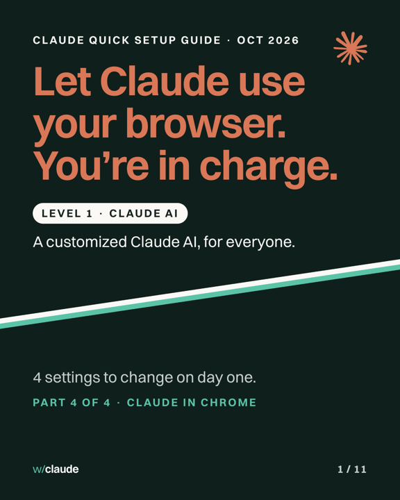 Cover slide of Part 4, Claude in Chrome, from the Claude quick setup guide
